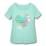Women's Curvy T-Shirt - Heart Semicolon WordCloud - mint