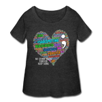 Women's Curvy T-Shirt - Heart Semicolon WordCloud - deep heather