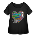 Women's Curvy T-Shirt - Heart Semicolon WordCloud - black