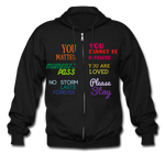 *SWEARY* Unisex WordsMatter Zip Hoodie (Semicolon Heart Back) - black