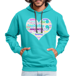 *SWEARY* Contrast Hoodie WordCloud Heart/Classic Logo - scuba blue/asphalt