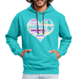 *SWEARY* Contrast Hoodie WordCloud Heart/Classic Logo - scuba blue/asphalt