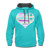 *SWEARY* Contrast Hoodie WordCloud Heart/Classic Logo - scuba blue/asphalt