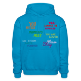 *SWEARY* Words Matter Adult Hoodie - Heart Cloud Logo - turquoise