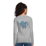 Women’s Long Sleeve  V-Neck Flowy Tee - Sage Art by Tin Crow Art - heather gray