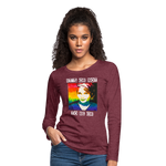 Women’s Long Sleeve  V-Neck Flowy Tee - Sage Art by Tin Crow Art - heather burgundy