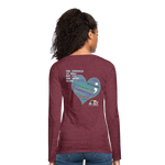 Women’s Long Sleeve  V-Neck Flowy Tee - Sage Art by Tin Crow Art - heather burgundy