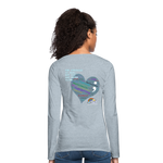 Women’s Long Sleeve  V-Neck Flowy Tee - Sage Art by Tin Crow Art - heather ice blue