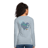 Women’s Long Sleeve  V-Neck Flowy Tee - Sage Art by Tin Crow Art - heather ice blue