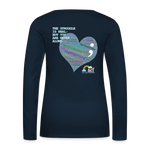 Women’s Long Sleeve  V-Neck Flowy Tee - Sage Art by Tin Crow Art - deep navy